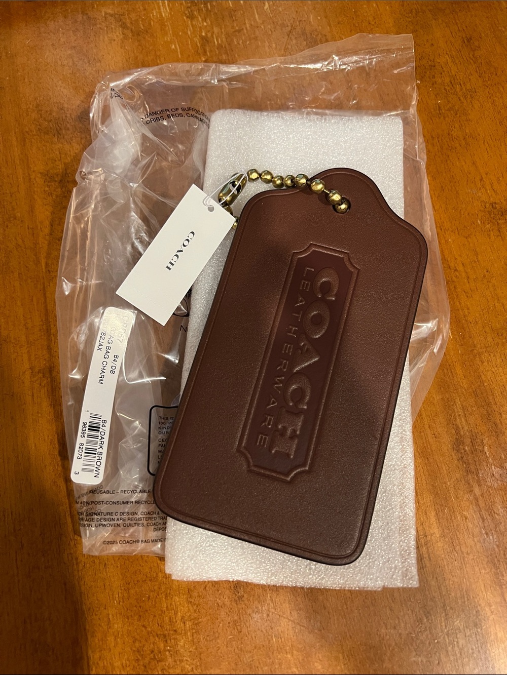 COACH XL Oversize Brown Hangtag Purse Charm Leather